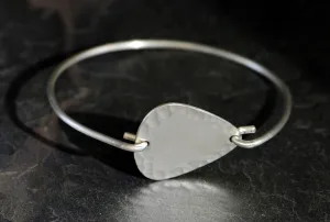Hammered Tension Bangle with Sterling Silver Guitar Pick