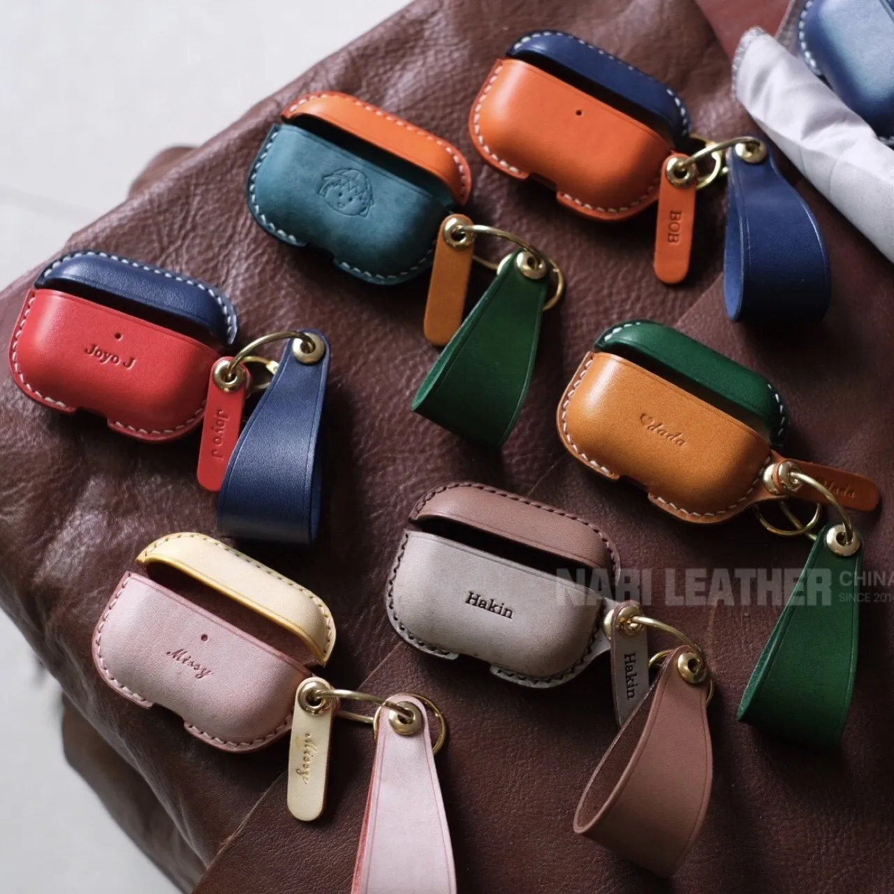 Handmade Brown Leather AirPods Pro Case with Wristlet Strap Leather AirPods Case Airpod Case Cover