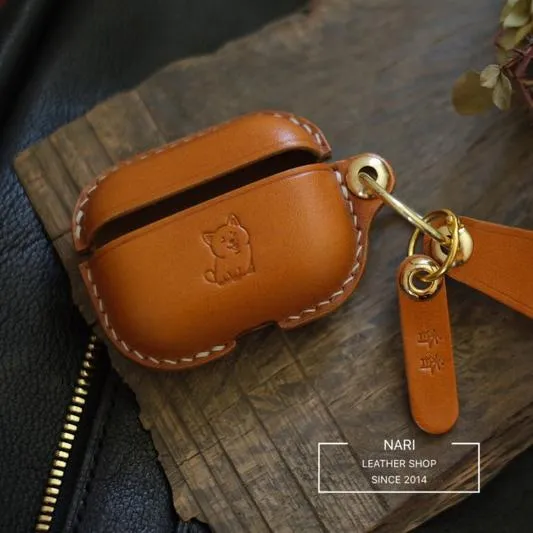Handmade Brown Leather AirPods Pro Case with Wristlet Strap Leather AirPods Case Airpod Case Cover