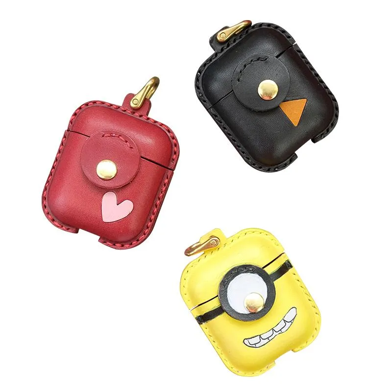 Handmade Camouflage Leather AirPods 1,2 Cases with Wristlet Strap Leather AirPods Cases Airpod Case Cover
