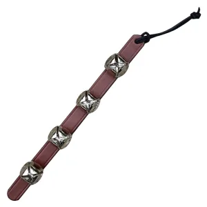 Hanging Silver Bells on Brown Leather