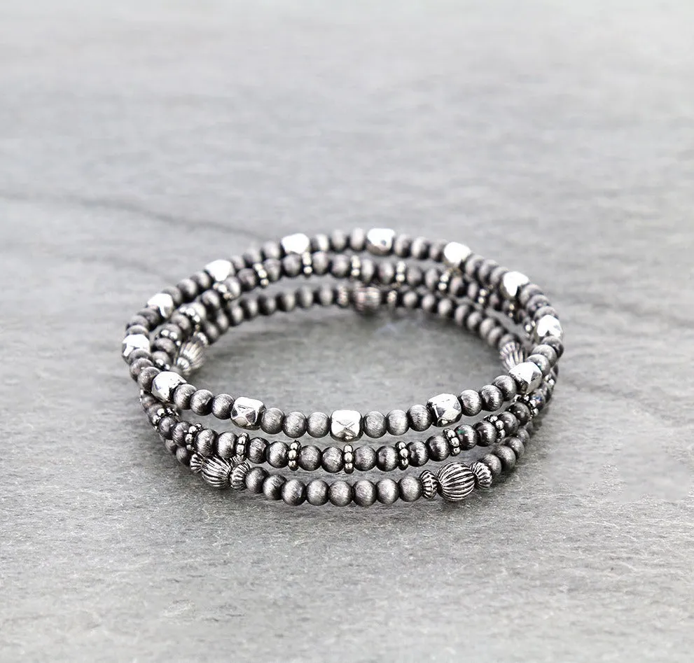Harding Fashion Navajo & Decorative Bead Stretch Bracelet Set