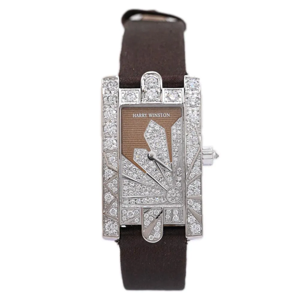 Harry Winston Ladies Avenue White Gold 24mm Brown Diamond Dial Watch Reference #: 310LQW