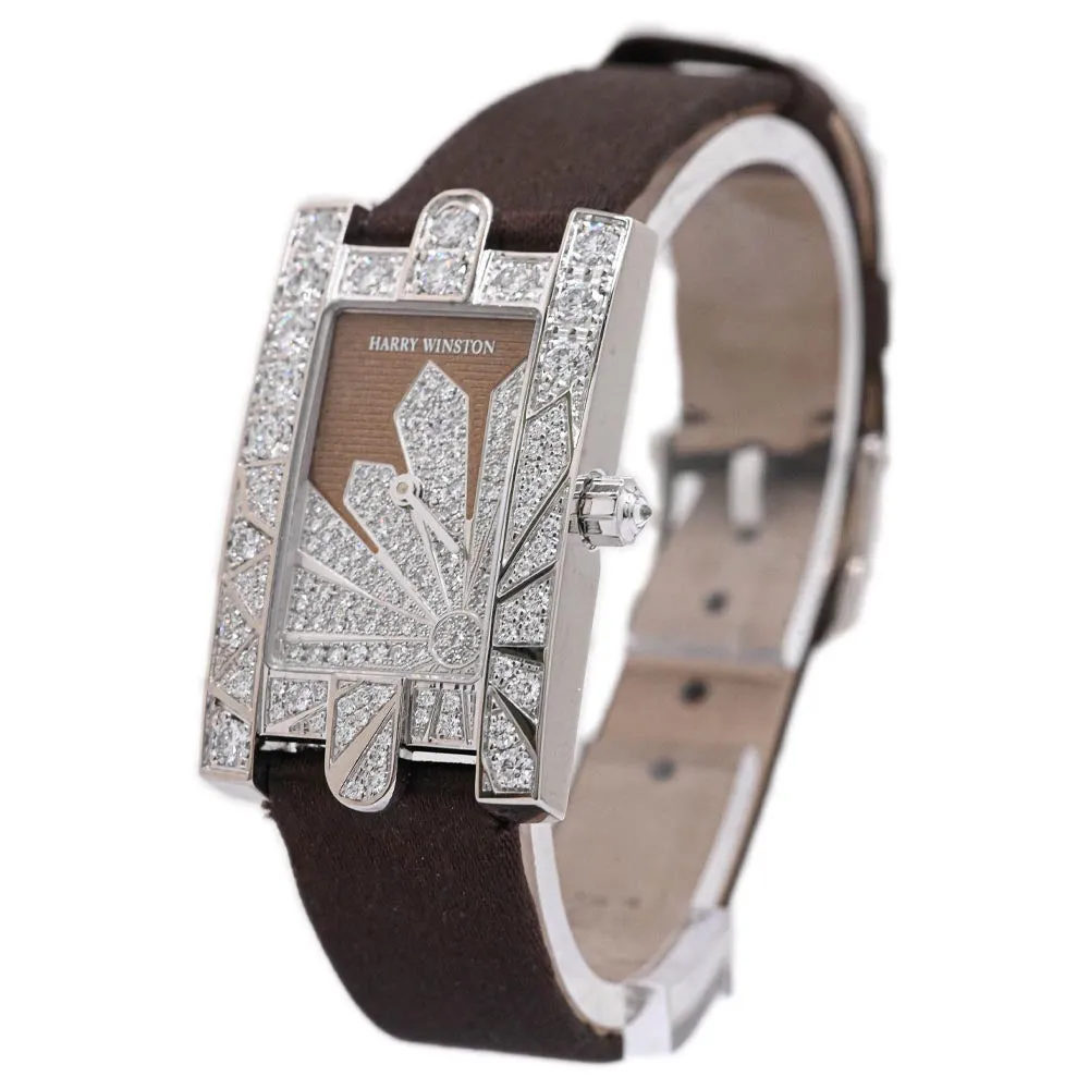 Harry Winston Ladies Avenue White Gold 24mm Brown Diamond Dial Watch Reference #: 310LQW