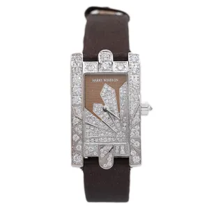 Harry Winston Ladies Avenue White Gold 24mm Brown Diamond Dial Watch Reference #: 310LQW