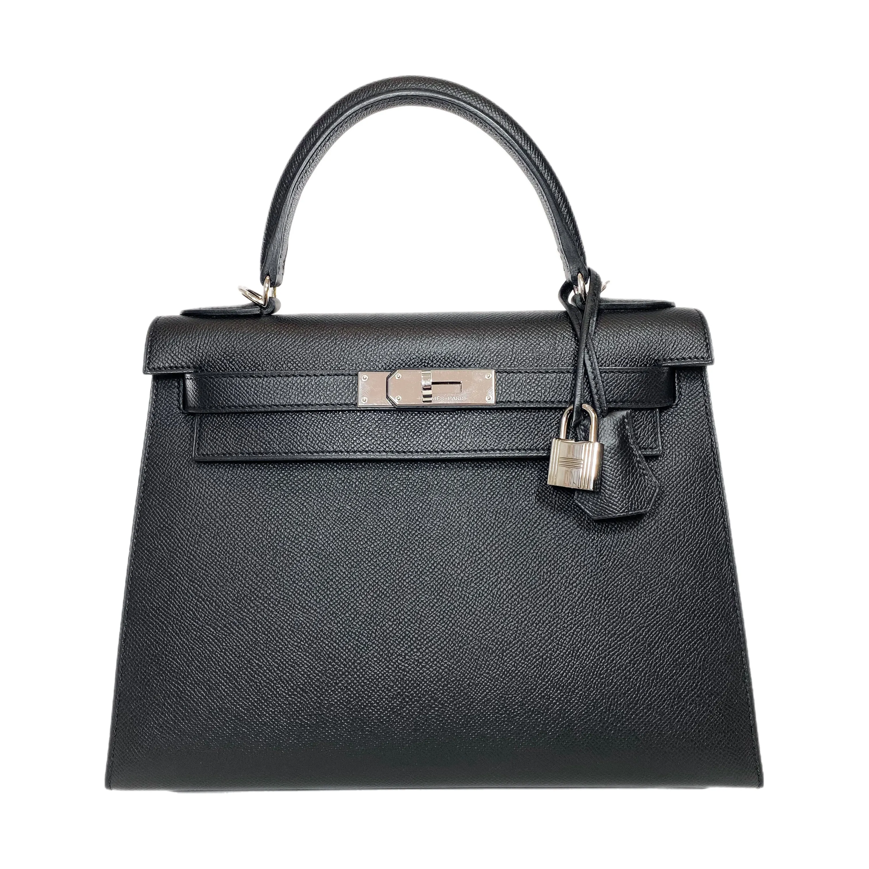 Hermes Kelly 28 Black Epsom Palladium Hardware