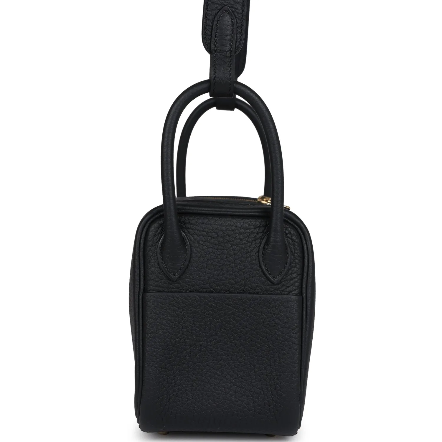 Hermes Mini Lindy Black Clemence Gold Hardware