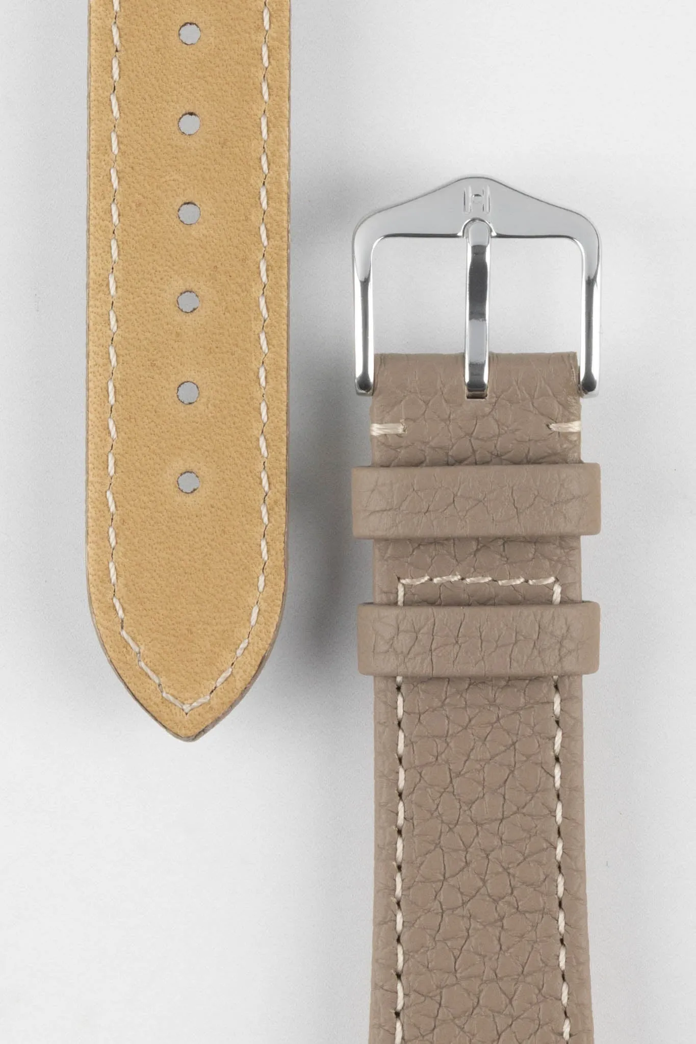 Hirsch BOLOGNA Quick-Release French-Style Textured Leather Watch Strap in TAUPE