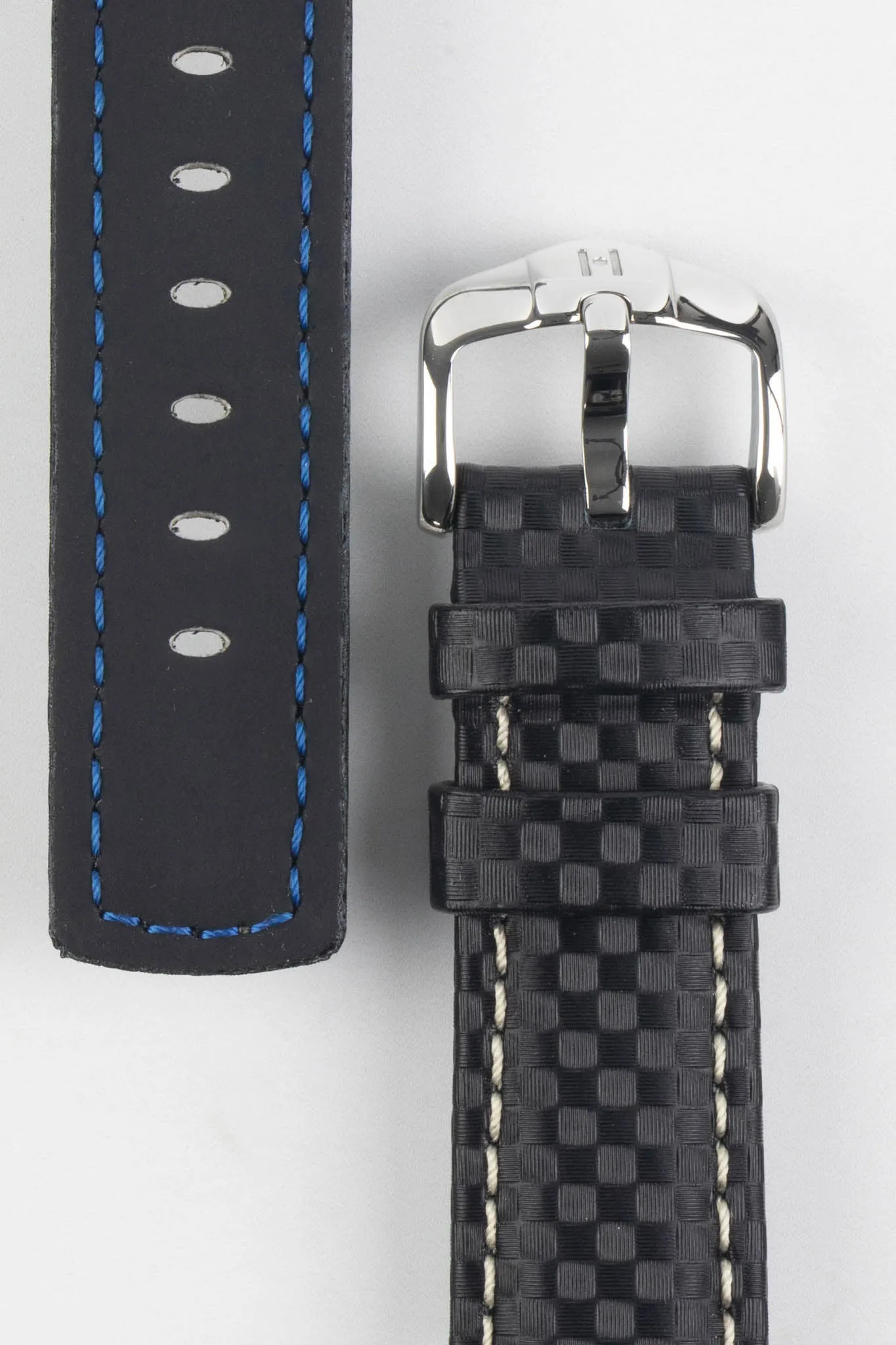 Hirsch CARBON Black Embossed Water-Resistant Leather Watch Strap