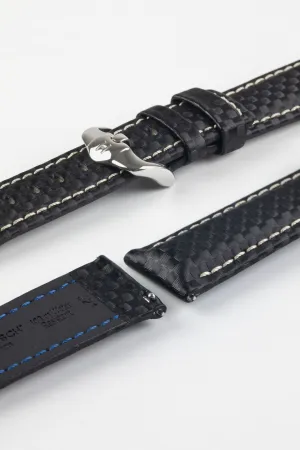 Hirsch CARBON Black Embossed Water-Resistant Leather Watch Strap