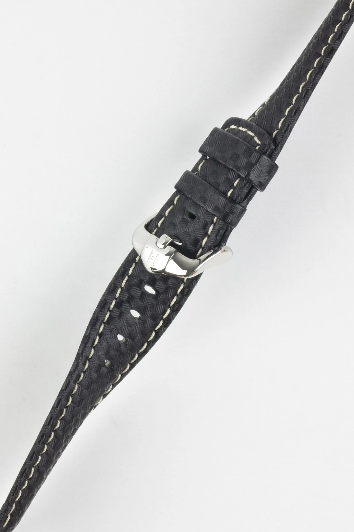 Hirsch CARBON Black Embossed Water-Resistant Leather Watch Strap