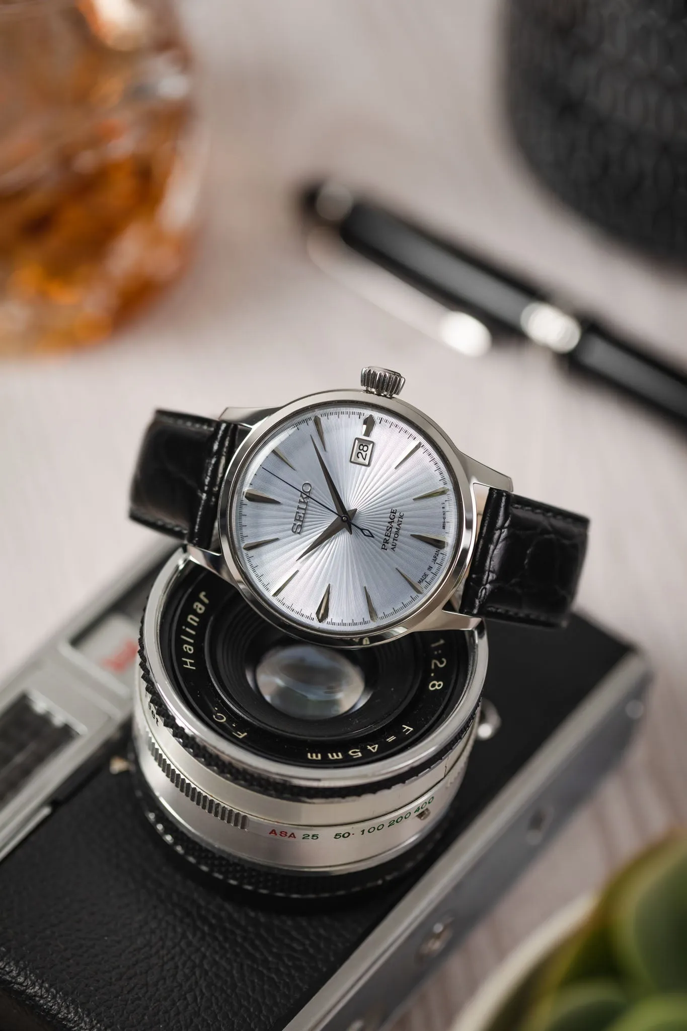 Hirsch CROCOGRAIN Crocodile Embossed Leather Watch Strap in BLACK