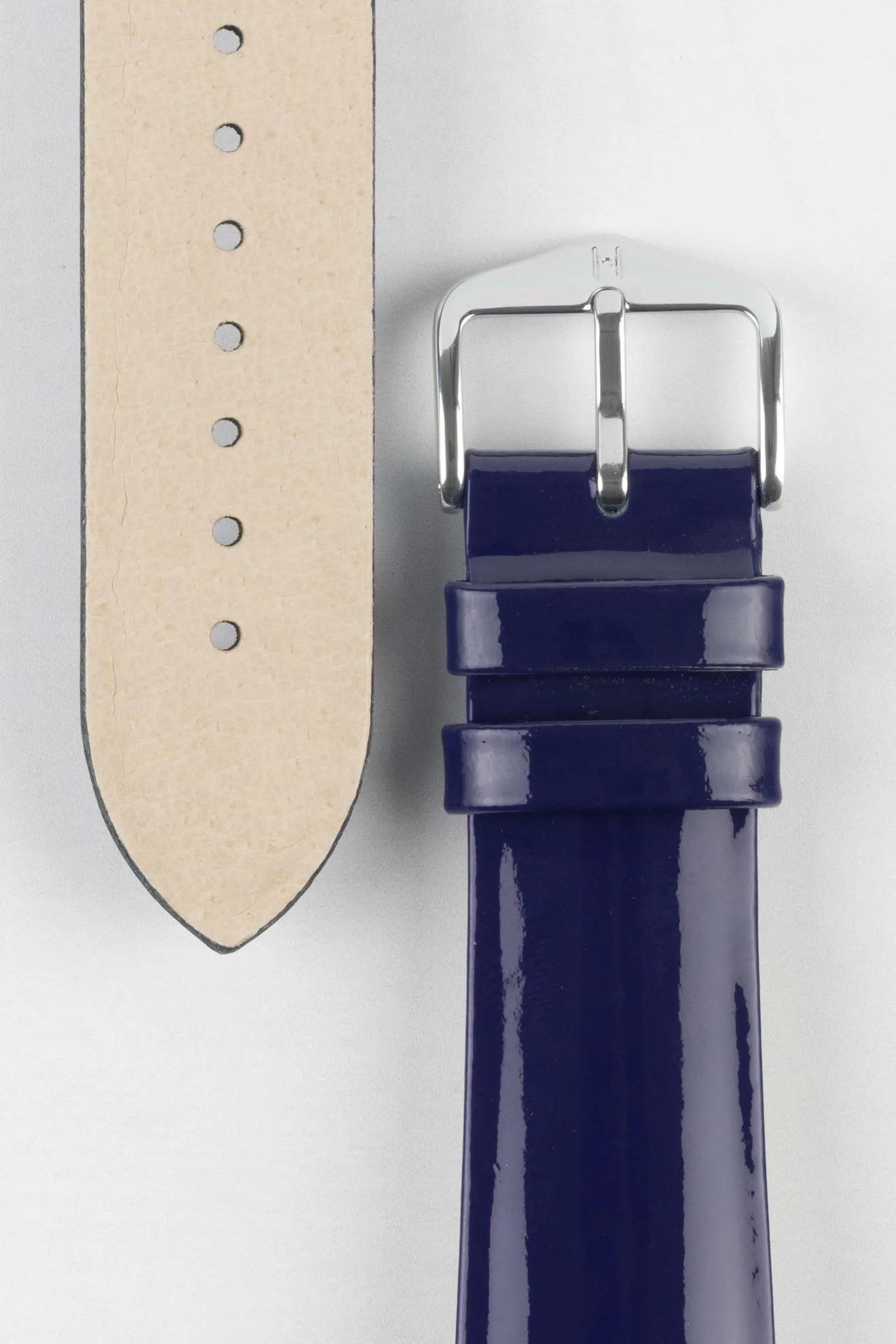 Hirsch DIVA Glossy Ladies Leather Watch Strap in BLUE