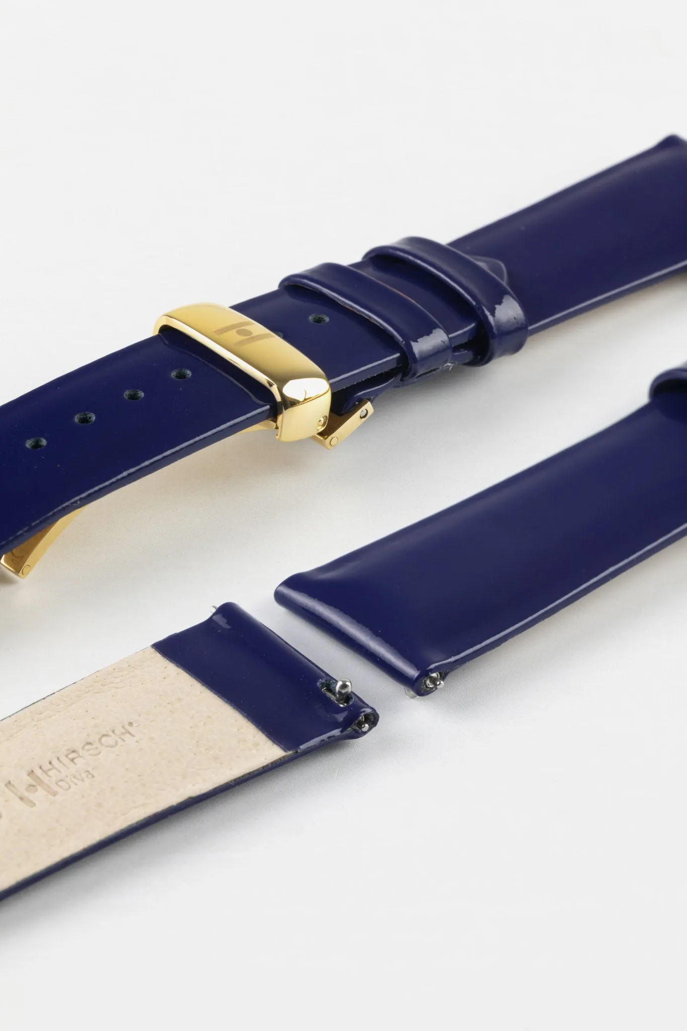 Hirsch DIVA Glossy Ladies Leather Watch Strap in BLUE