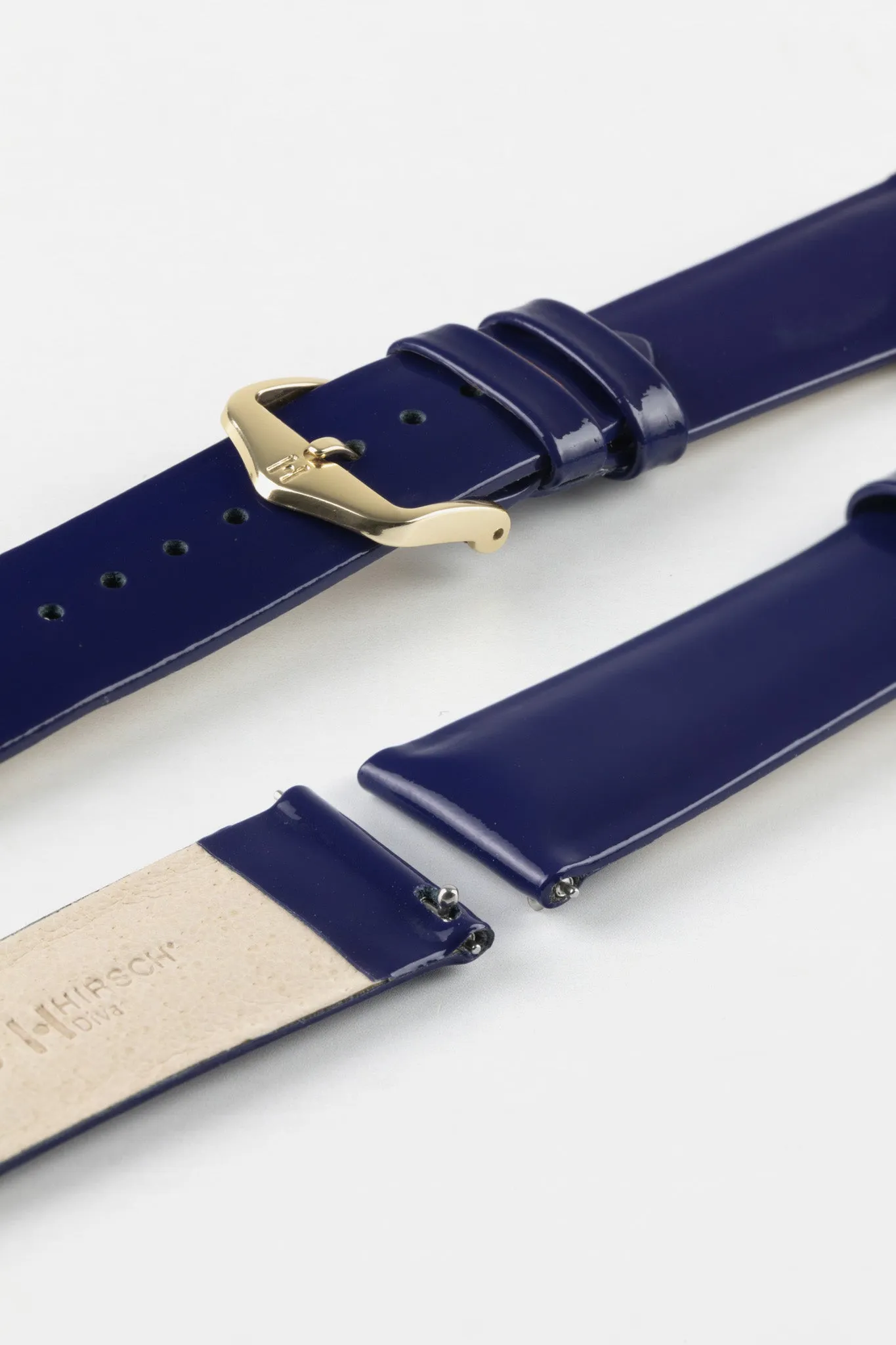 Hirsch DIVA Glossy Ladies Leather Watch Strap in BLUE