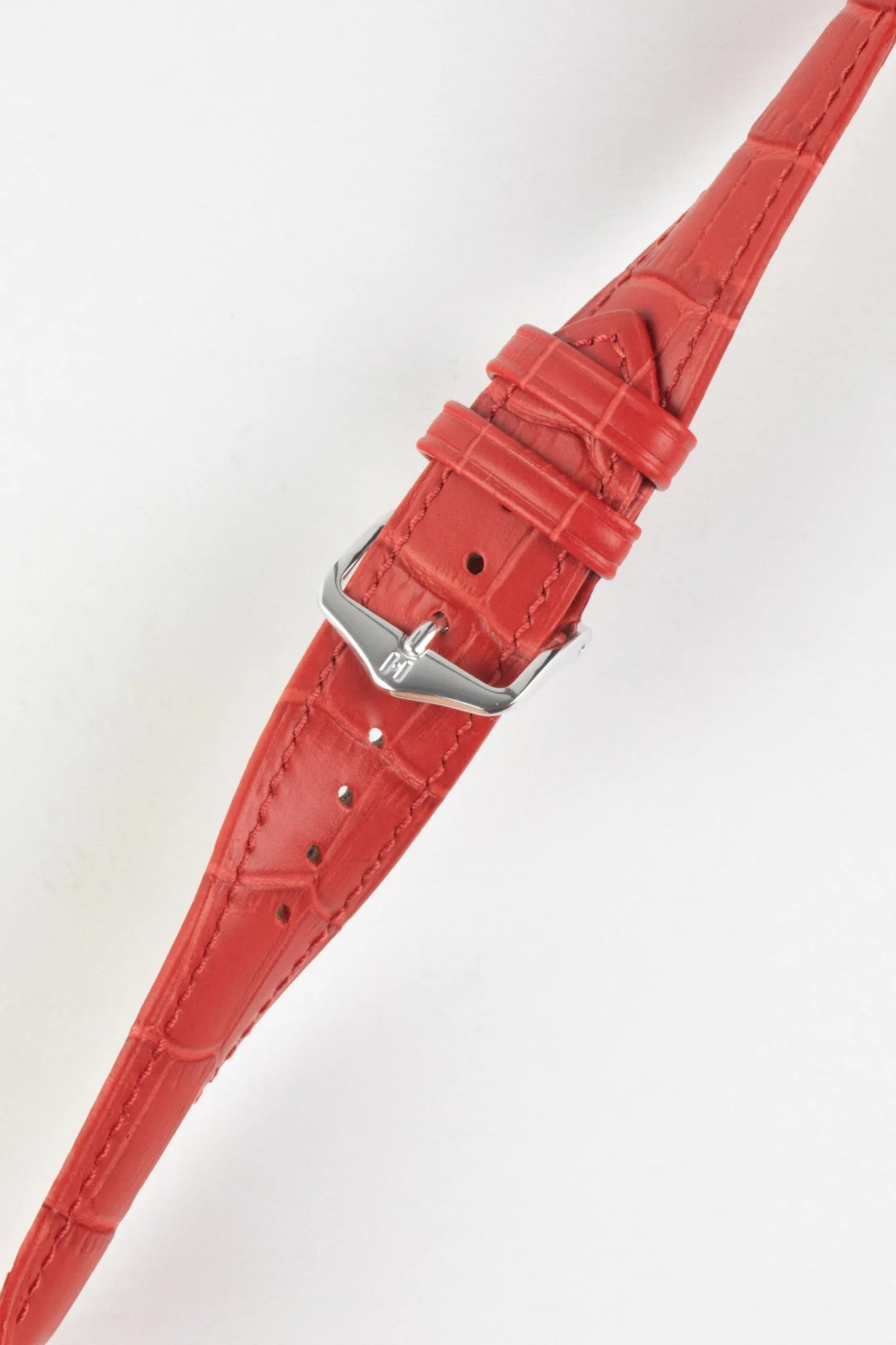 Hirsch DUKE Alligator Embossed Leather Watch Strap in RED