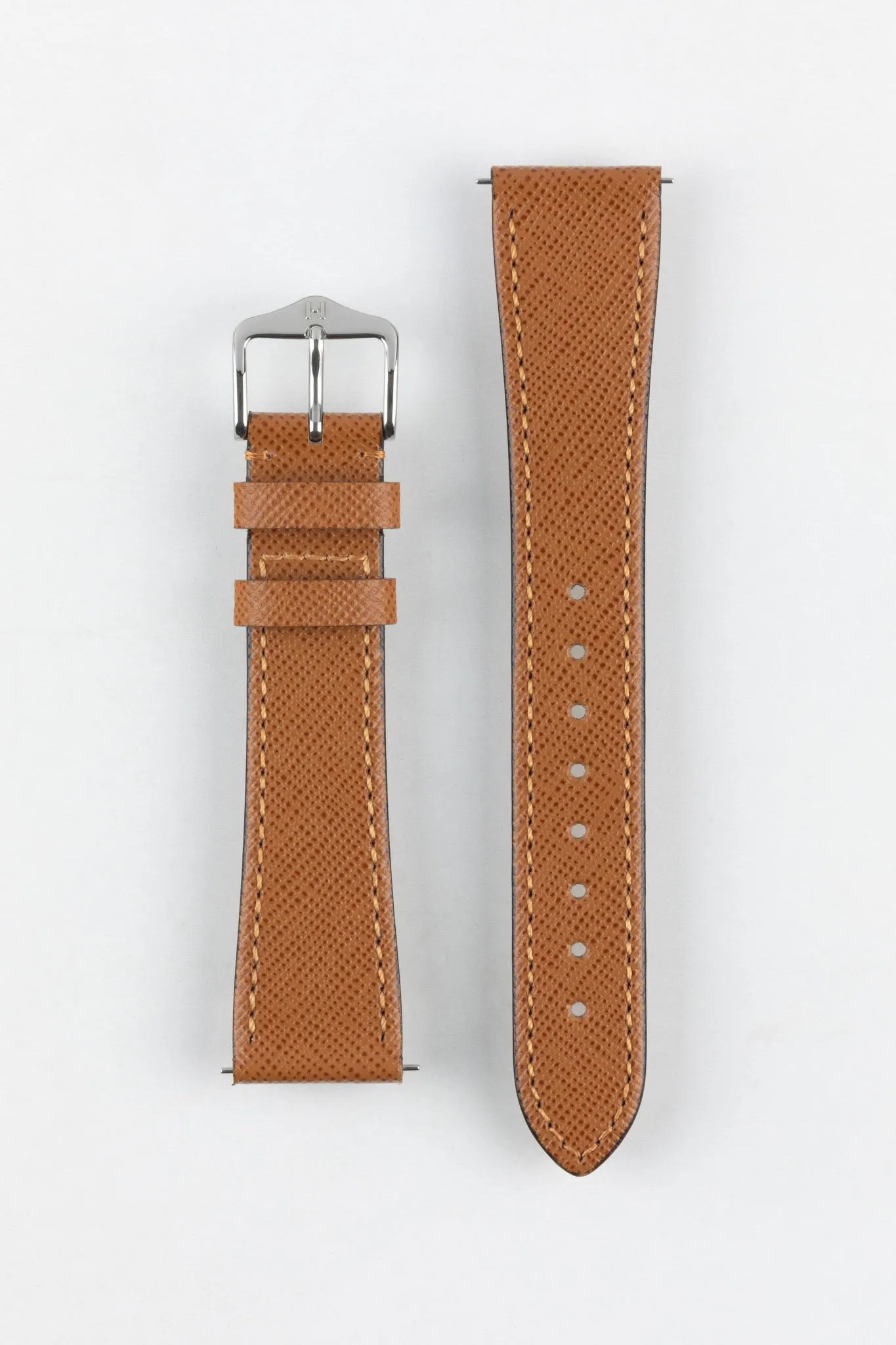 Hirsch GIFFONE Calf Leather Watch Strap in GOLD BROWN
