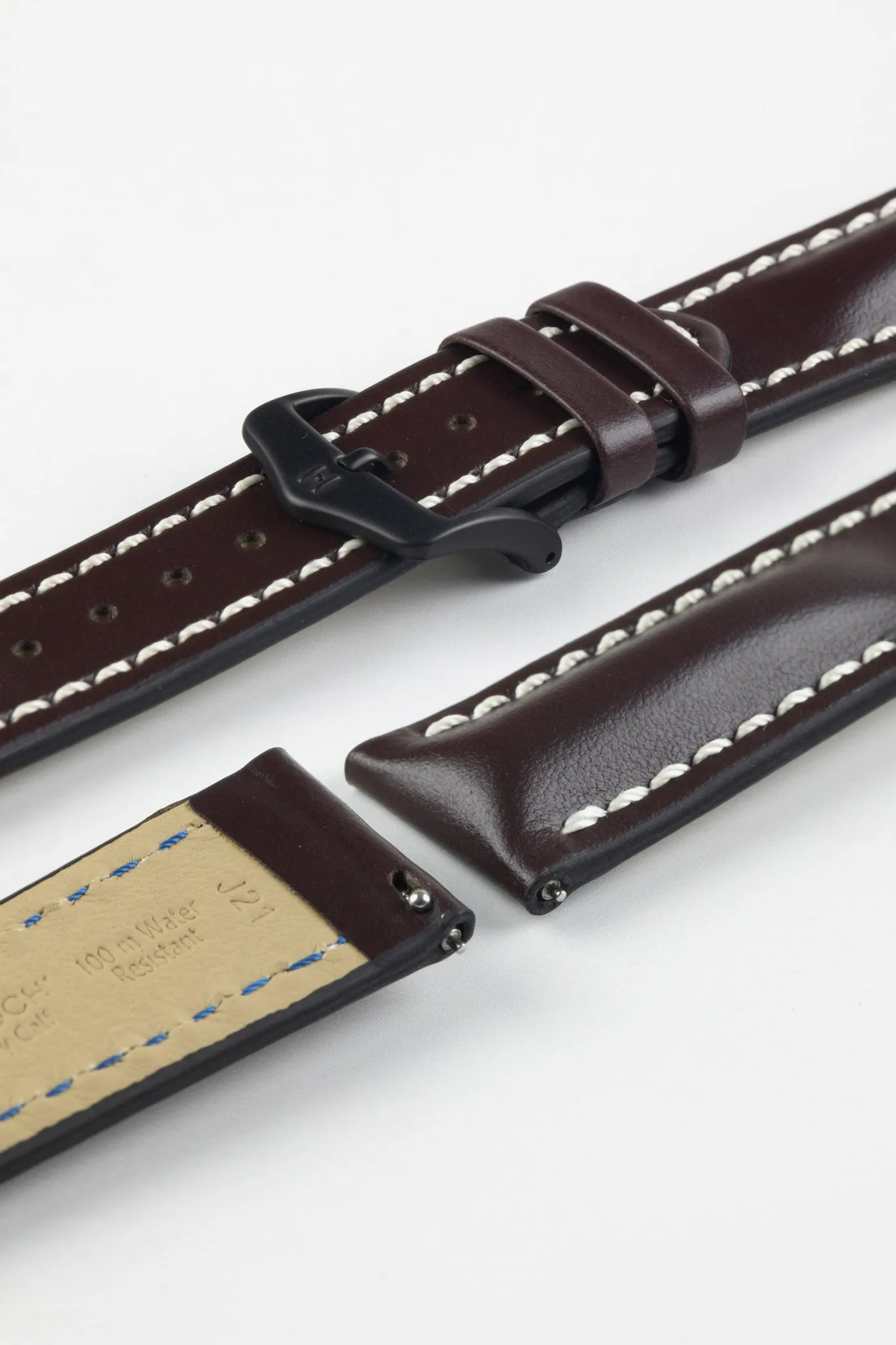 Hirsch HEAVY CALF Water-Resistant Calf Leather Watch Strap in BROWN
