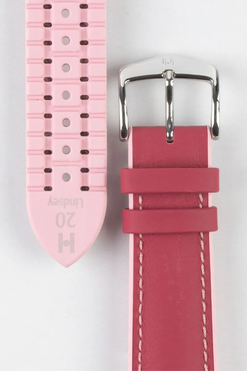 Hirsch LINDSEY Ladies Leather & Rubber Performance Watch Strap in PINK/ROSE