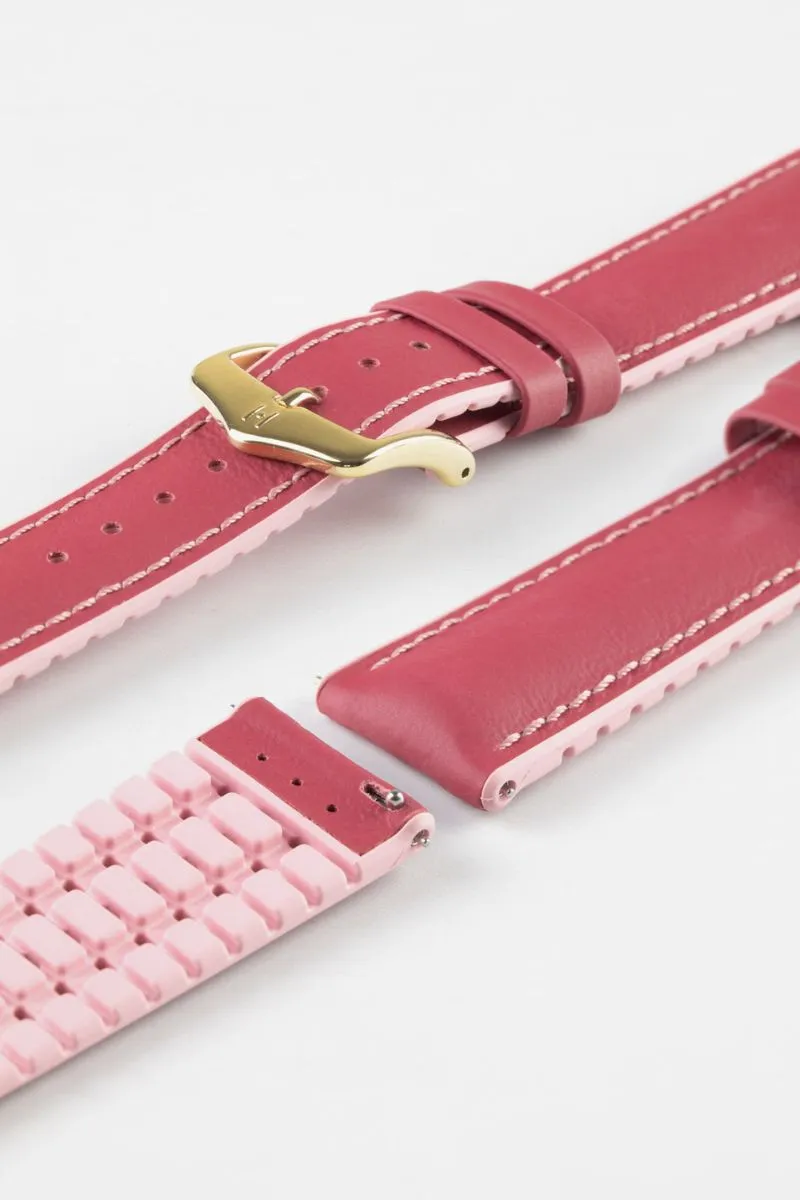 Hirsch LINDSEY Ladies Leather & Rubber Performance Watch Strap in PINK/ROSE