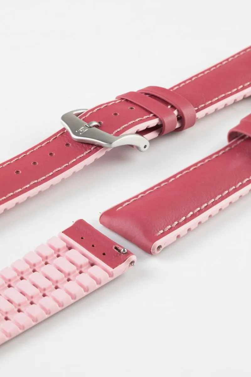 Hirsch LINDSEY Ladies Leather & Rubber Performance Watch Strap in PINK/ROSE