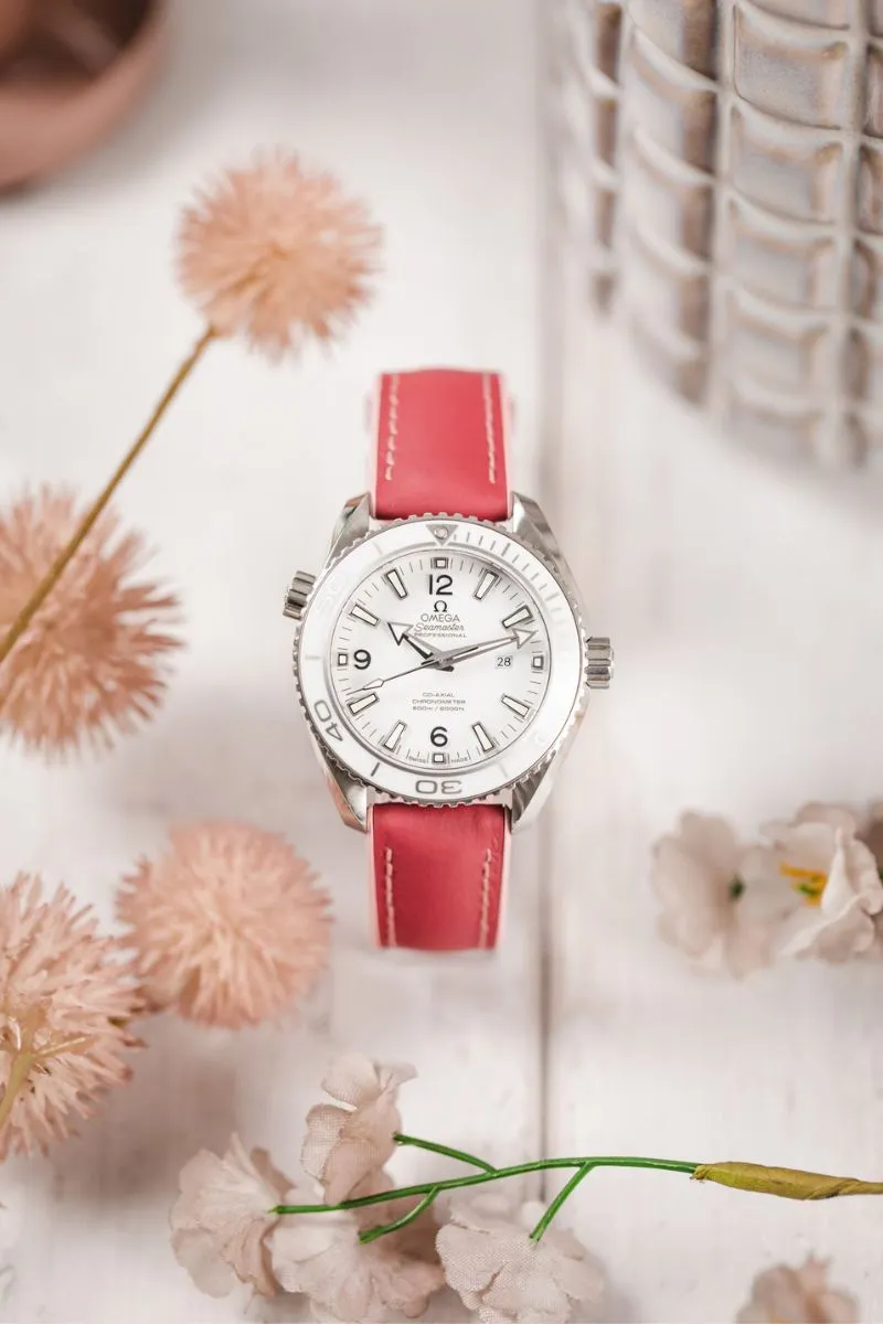 Hirsch LINDSEY Ladies Leather & Rubber Performance Watch Strap in PINK/ROSE
