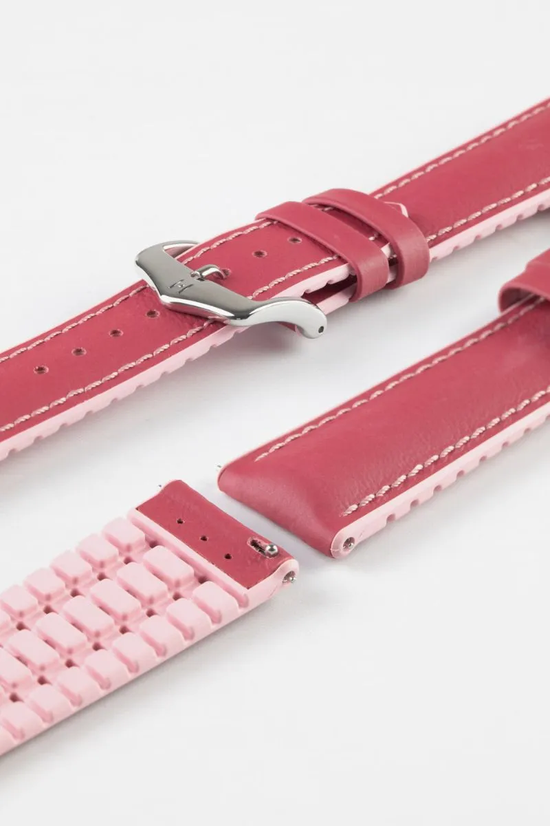 Hirsch LINDSEY Ladies Leather & Rubber Performance Watch Strap in PINK/ROSE