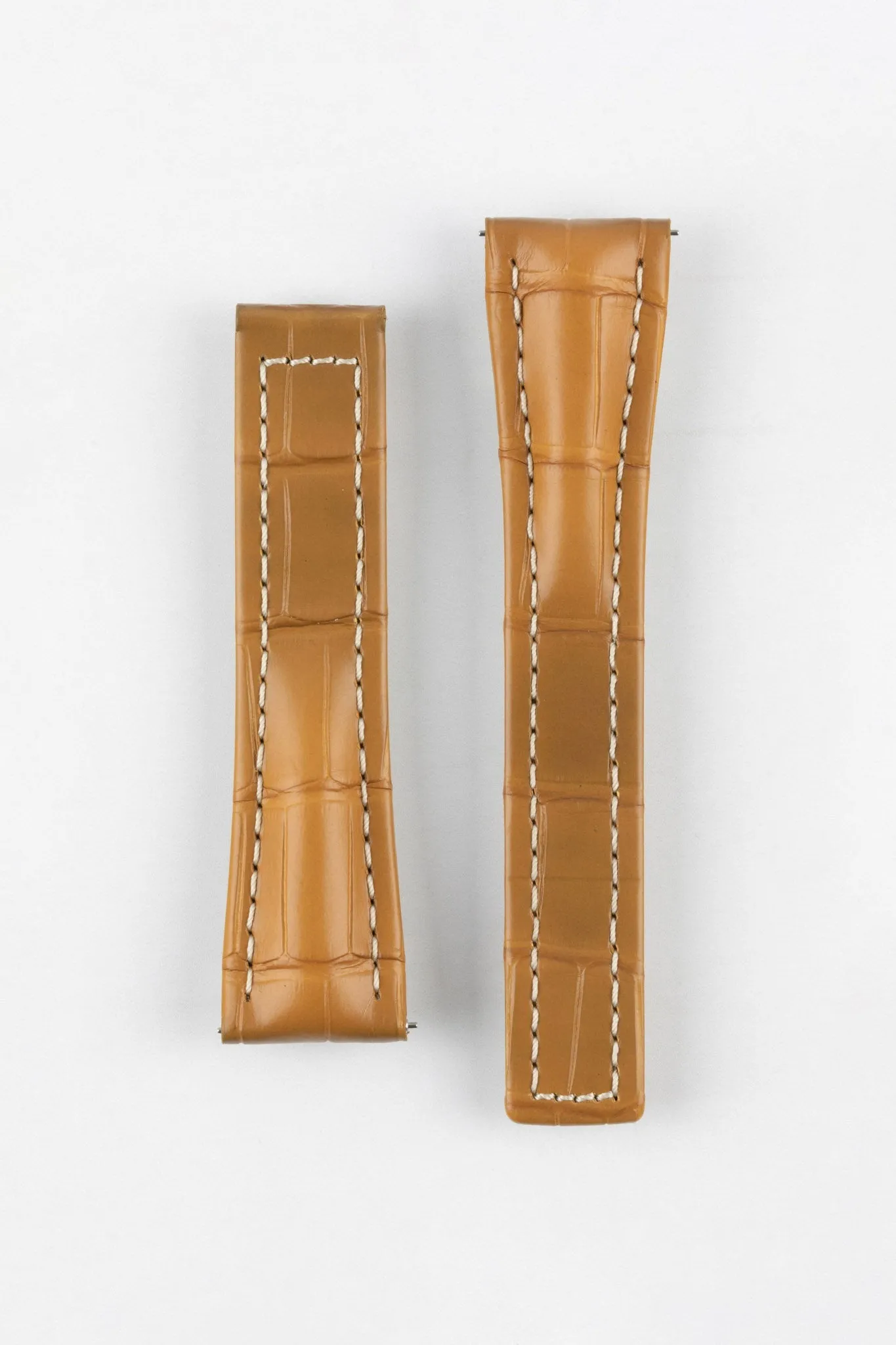 Hirsch NAVIGATOR Alligator Deployment Watch Strap in HONEY