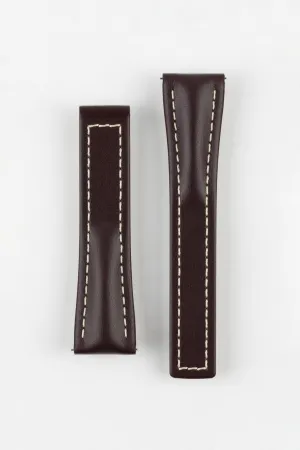 Hirsch NAVIGATOR Calfskin Leather Deployment Watch Strap in BROWN