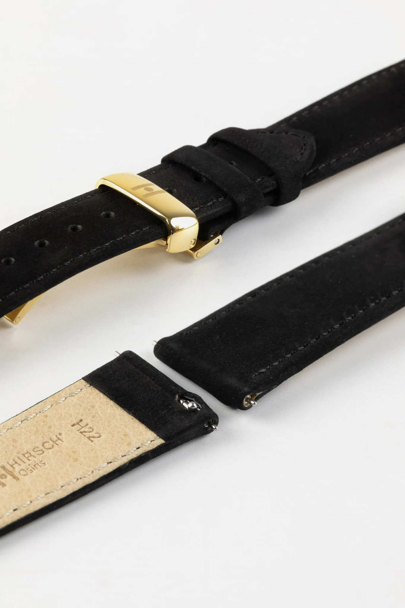 Hirsch OSIRIS Black Calf Leather With Nubuck Effect Watch Strap