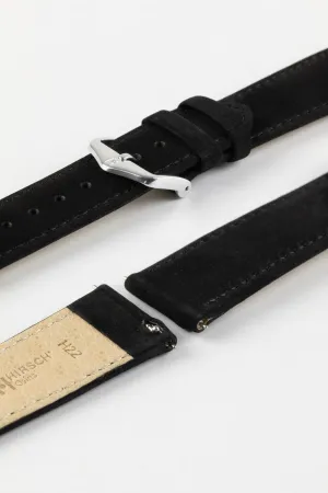 Hirsch OSIRIS Black Calf Leather With Nubuck Effect Watch Strap