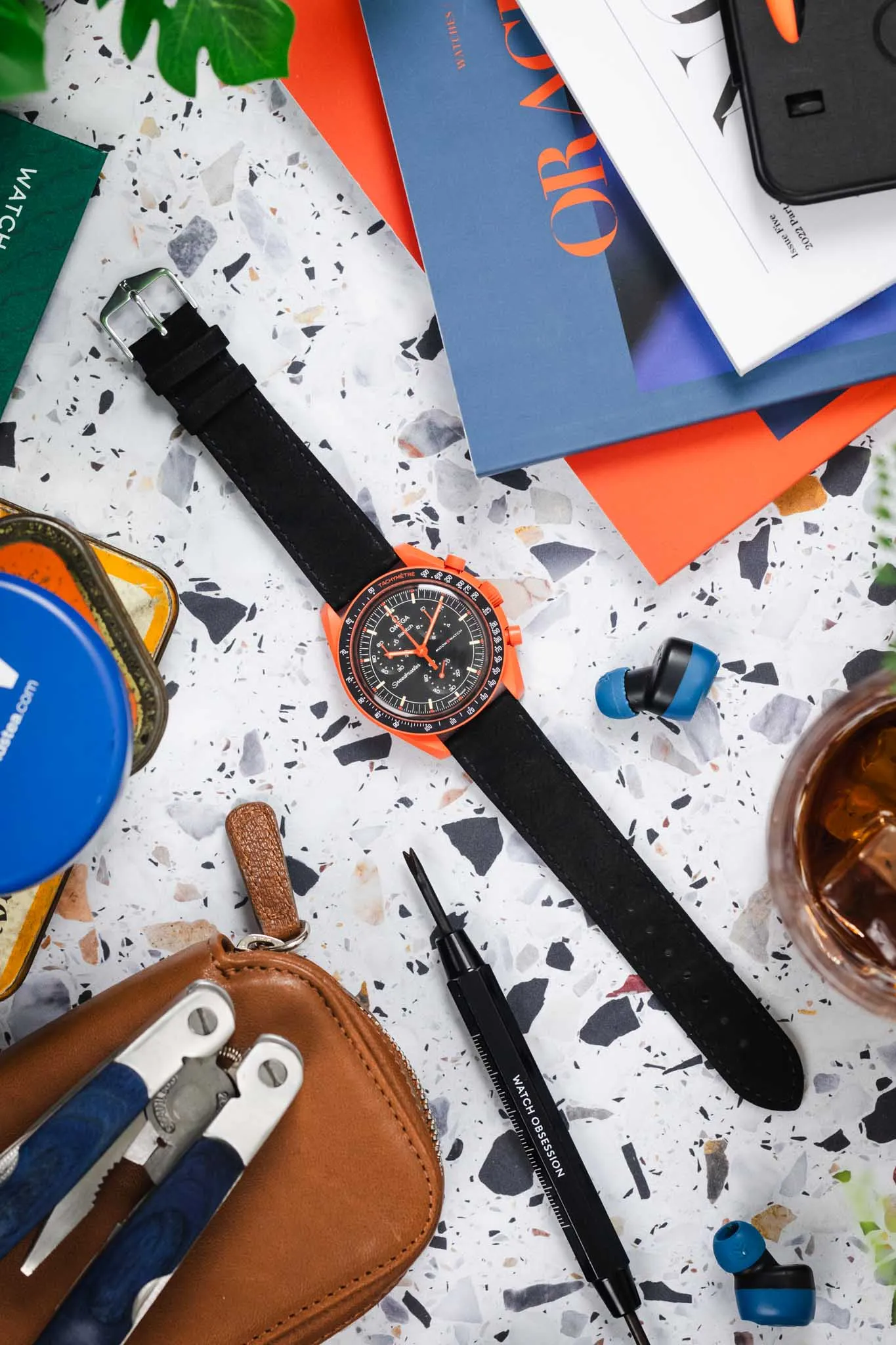 Hirsch OSIRIS Black Calf Leather With Nubuck Effect Watch Strap