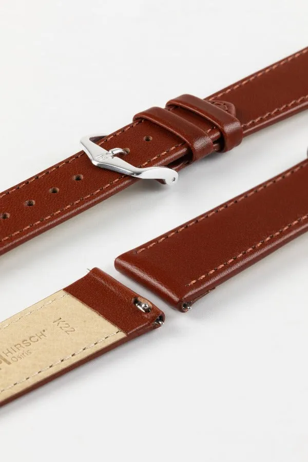 Hirsch OSIRIS Calf Leather Watch Strap in MID BROWN