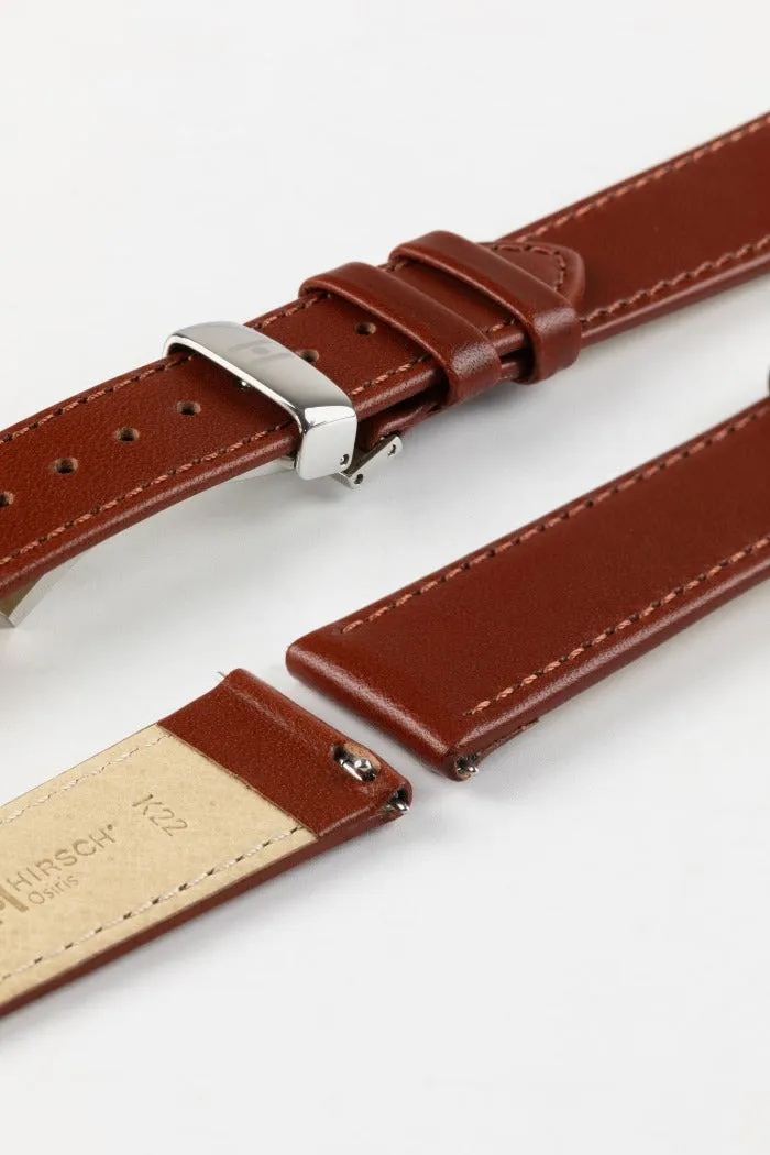 Hirsch OSIRIS Calf Leather Watch Strap in MID BROWN