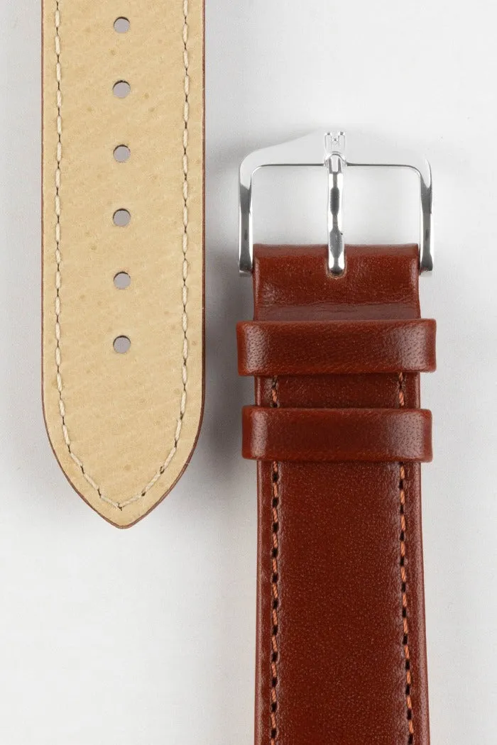Hirsch OSIRIS Calf Leather Watch Strap in MID BROWN