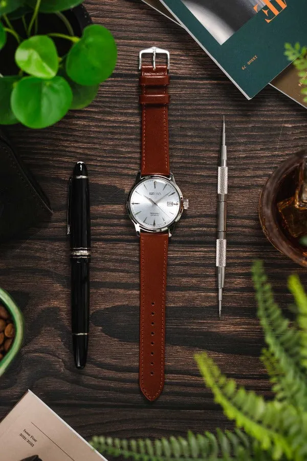 Hirsch OSIRIS Calf Leather Watch Strap in MID BROWN
