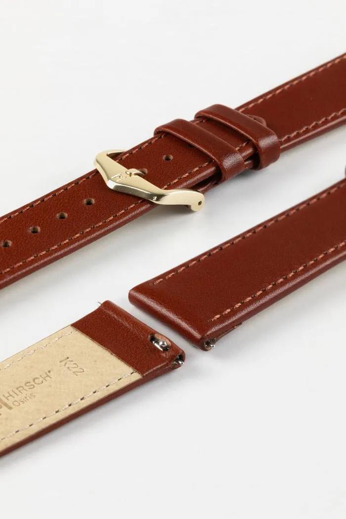 Hirsch OSIRIS Calf Leather Watch Strap in MID BROWN