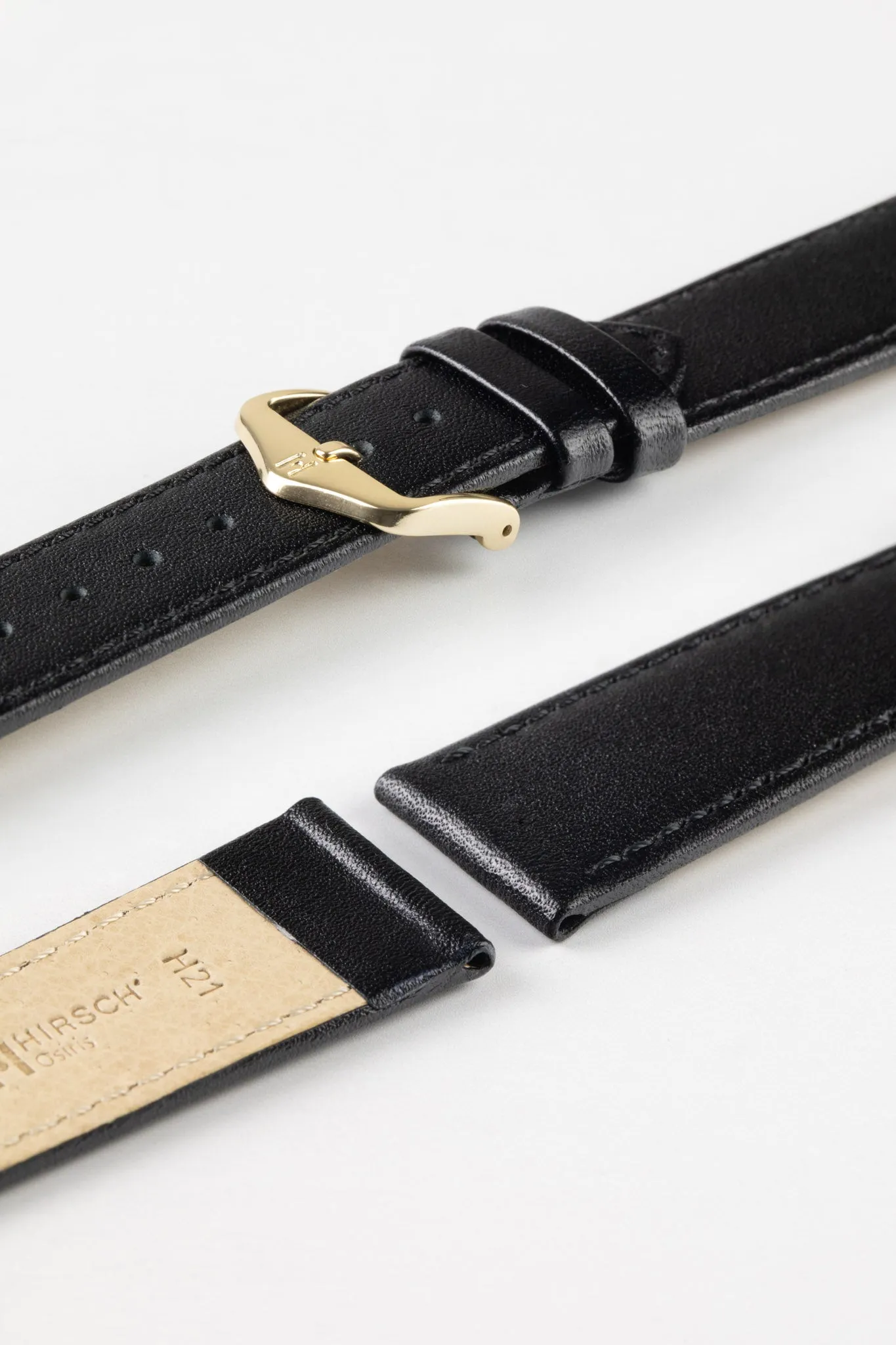 Hirsch OSIRIS NQR Calf Leather Watch Strap in BLACK