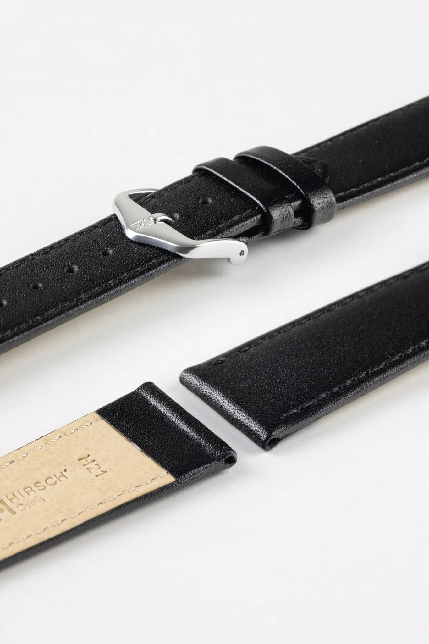 Hirsch OSIRIS NQR Calf Leather Watch Strap in BLACK