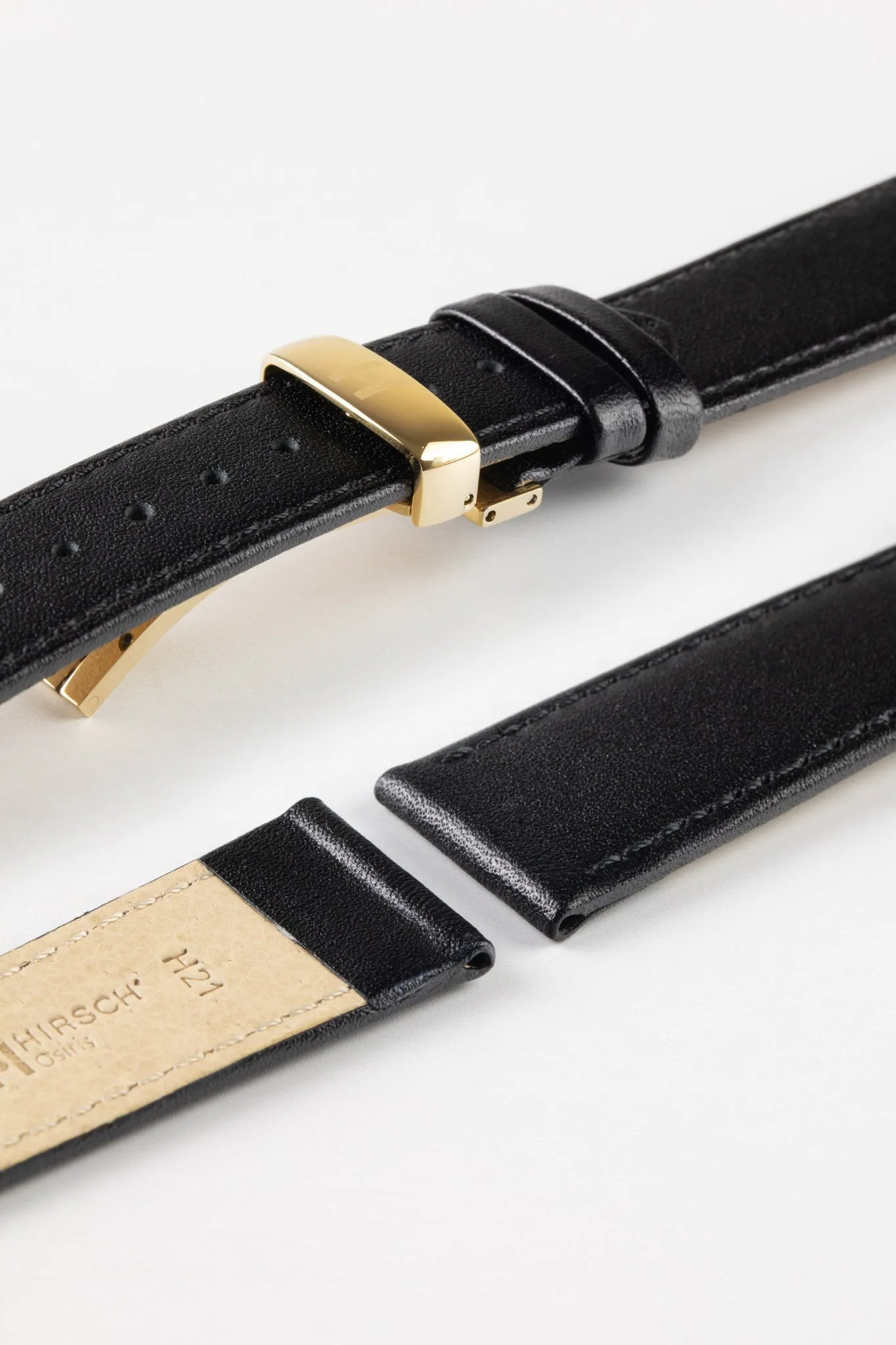 Hirsch OSIRIS NQR Calf Leather Watch Strap in BLACK