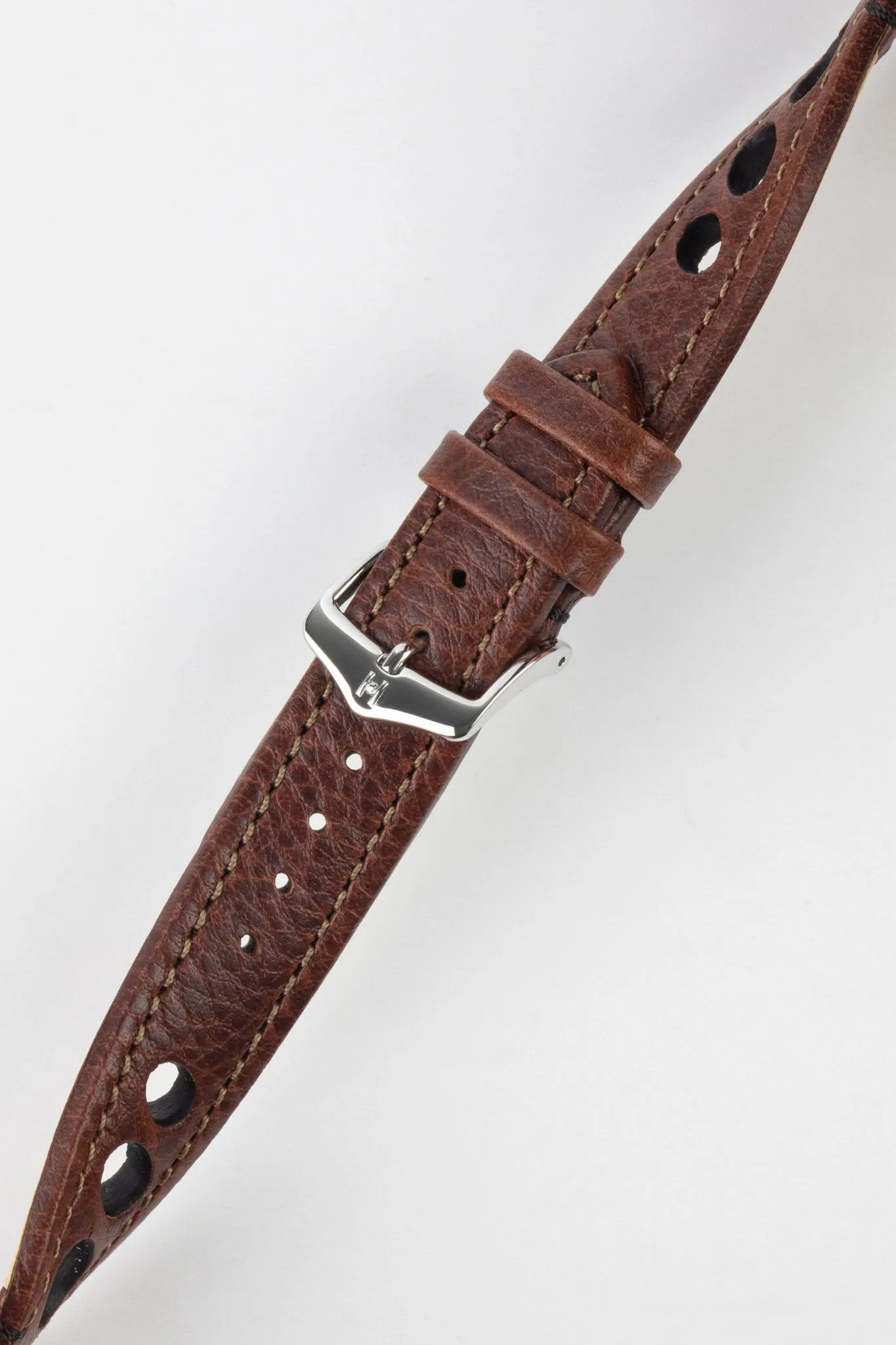 Hirsch RALLY Natural Leather Racing Watch Strap in BROWN