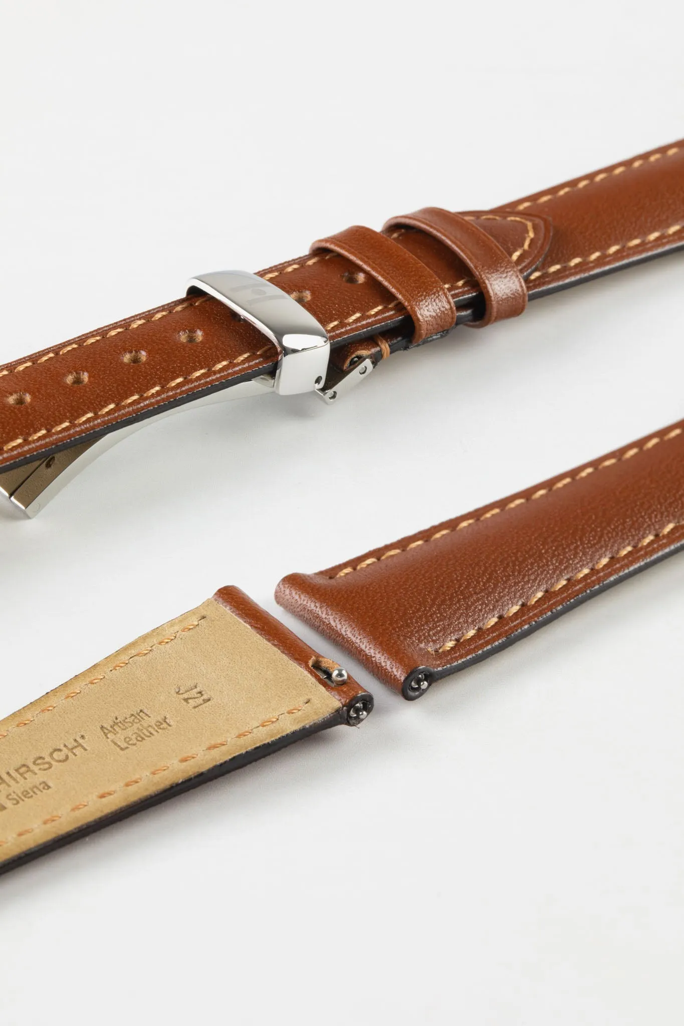 Hirsch SIENA Tuscan Leather Watch Strap in GOLD BROWN