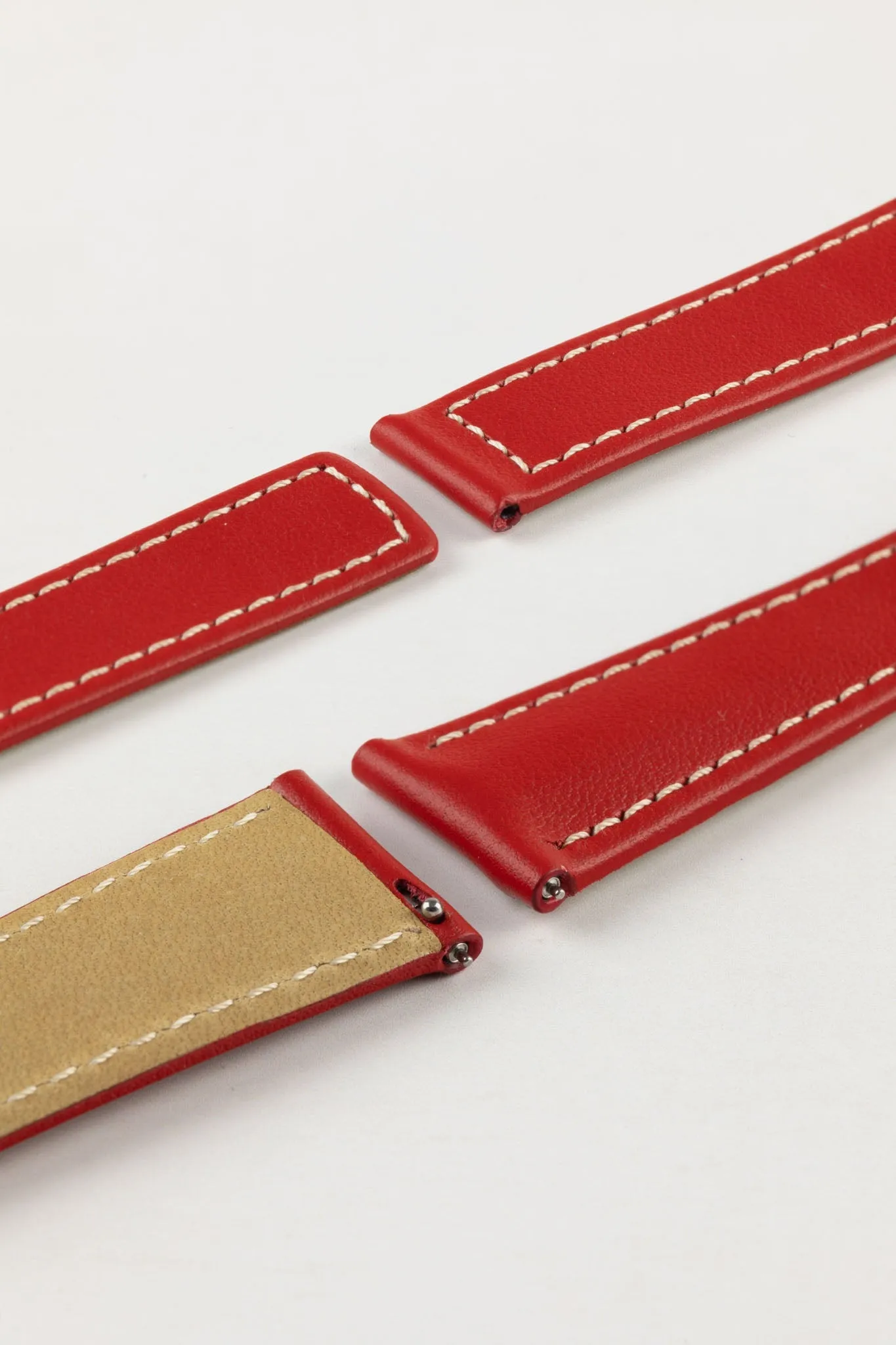 Hirsch SPEED Calfskin Deployment Watch Strap in RED/WHITE