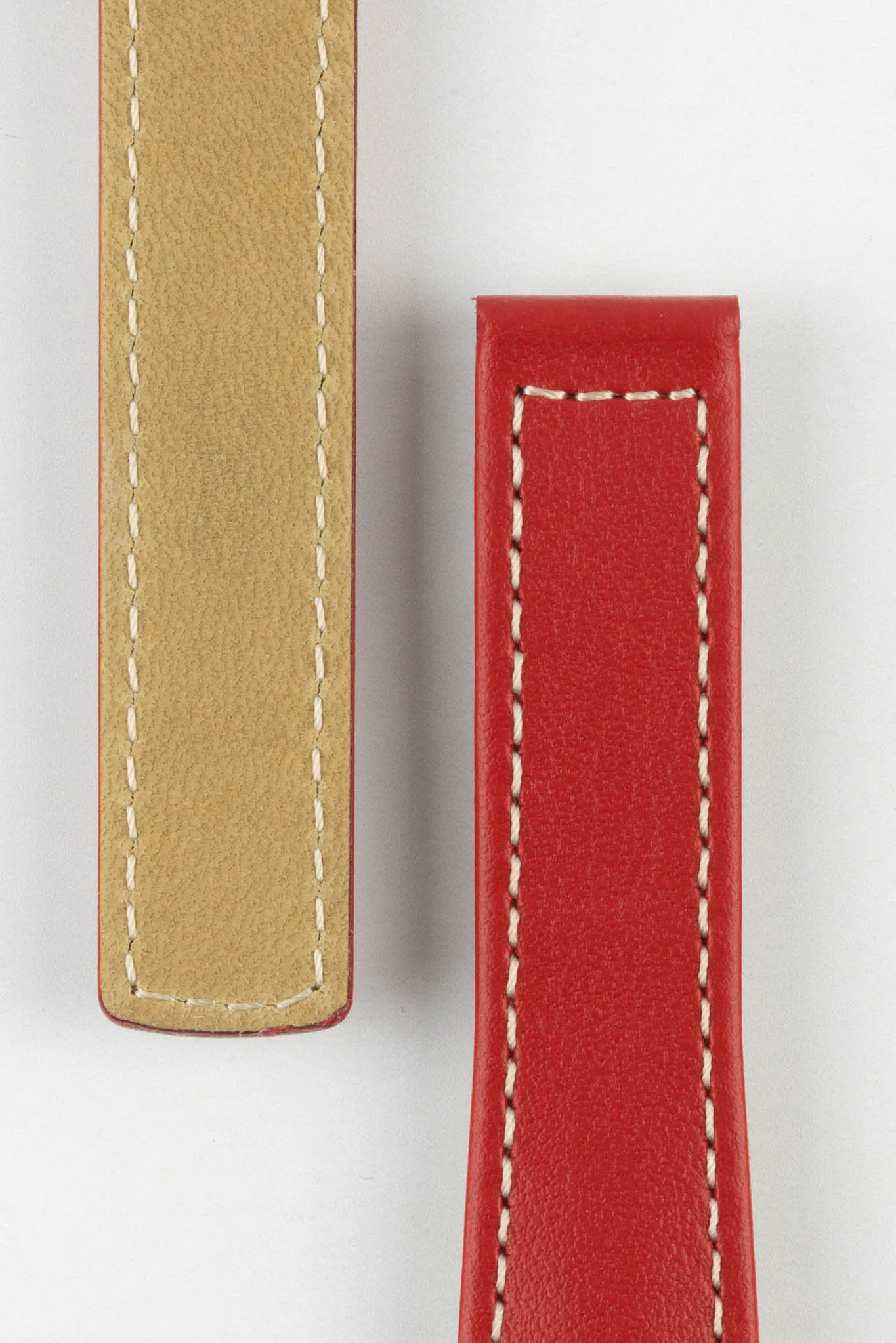 Hirsch SPEED Calfskin Deployment Watch Strap in RED/WHITE