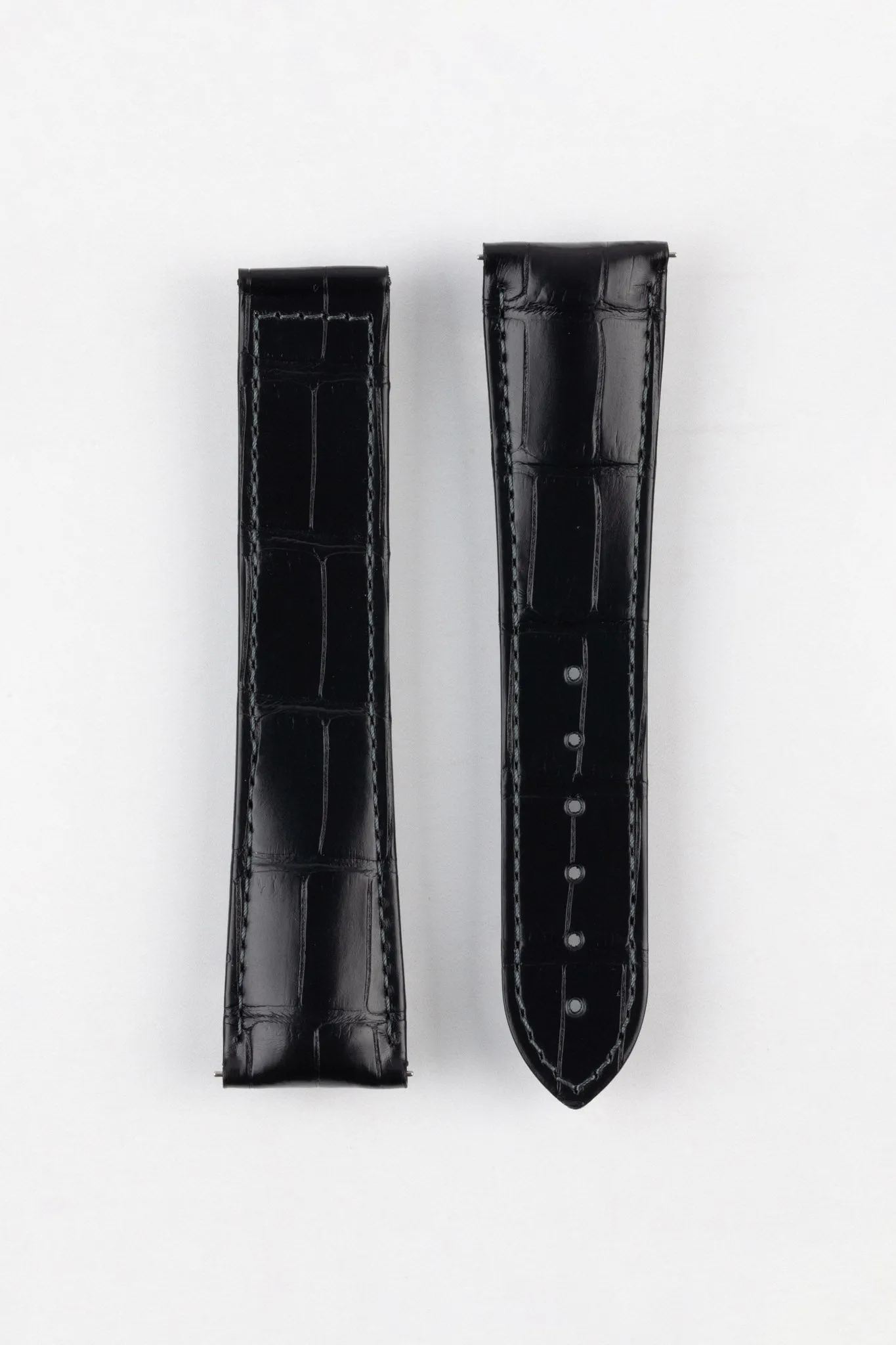 Hirsch VOYAGER Alligator Deployment Watch Strap in BLACK/BLACK