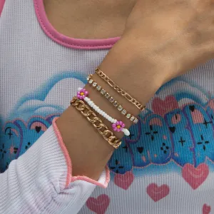 Howlite & Cubic Zirconia 18K Gold-Plated Mum Station Bracelet Set