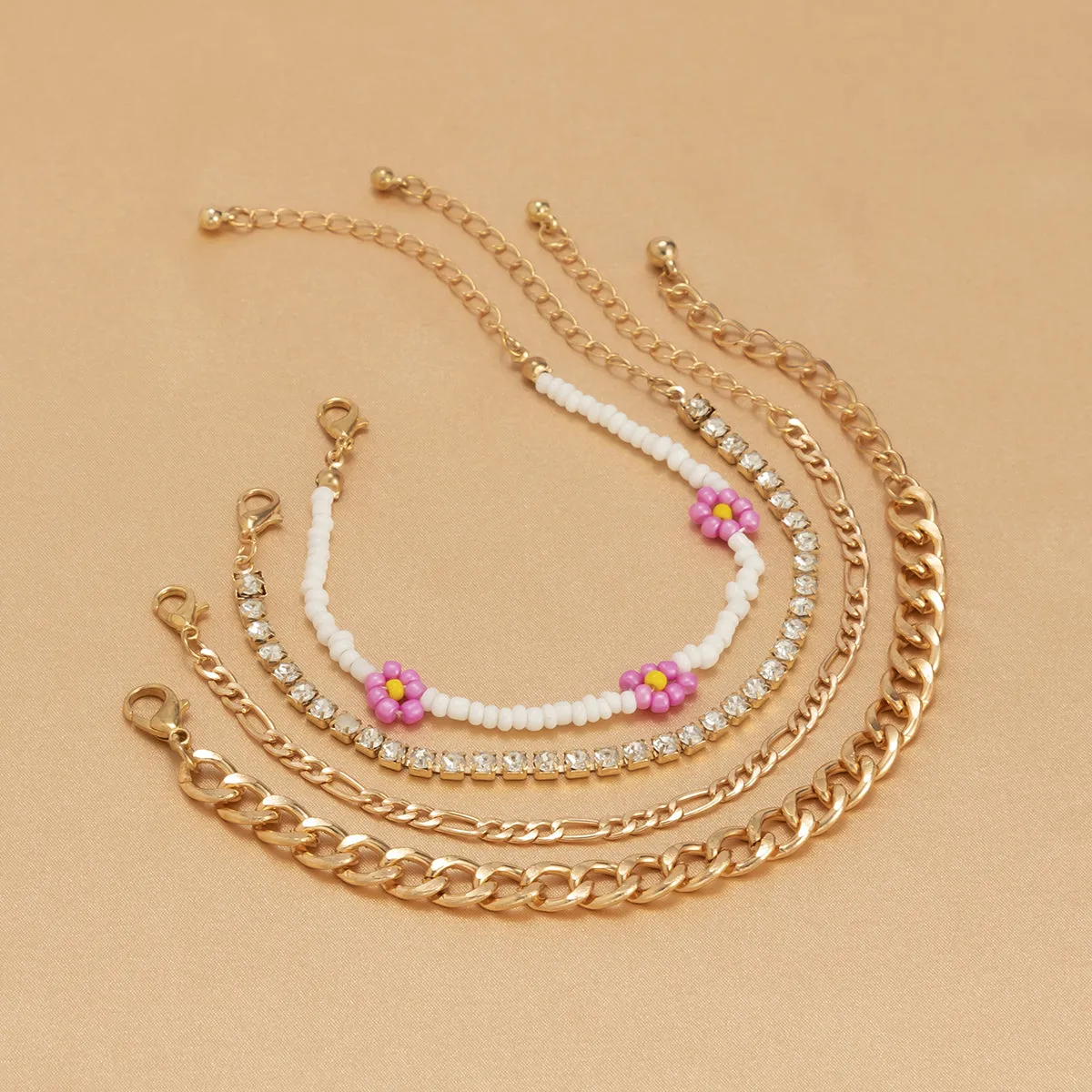 Howlite & Cubic Zirconia 18K Gold-Plated Mum Station Bracelet Set