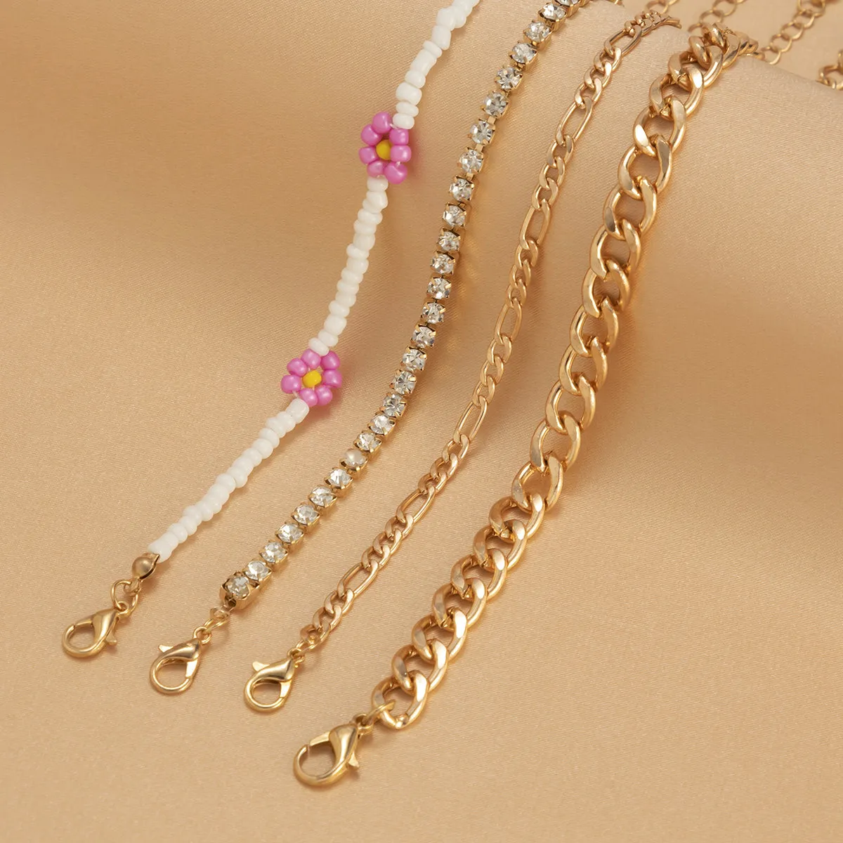 Howlite & Cubic Zirconia 18K Gold-Plated Mum Station Bracelet Set
