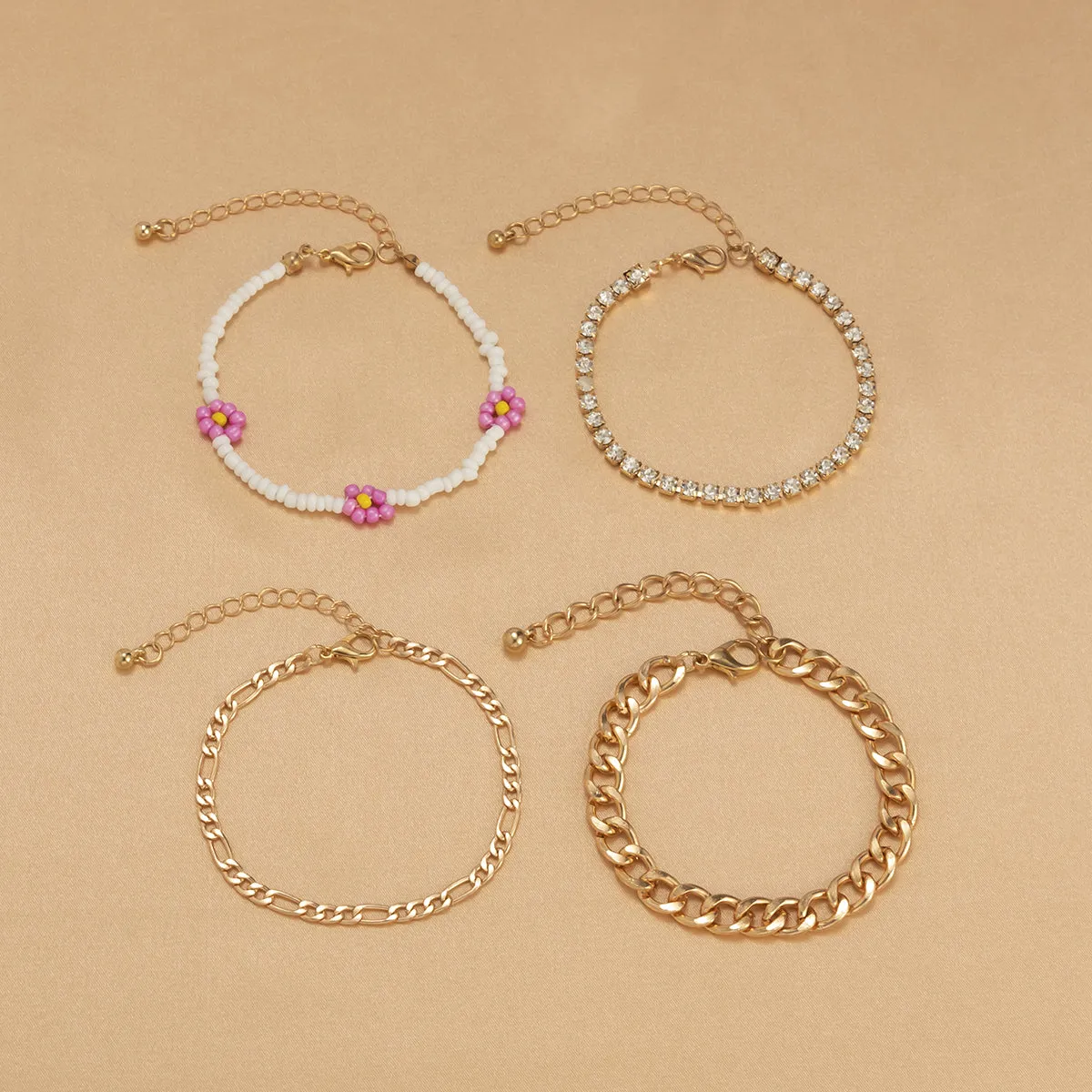 Howlite & Cubic Zirconia 18K Gold-Plated Mum Station Bracelet Set