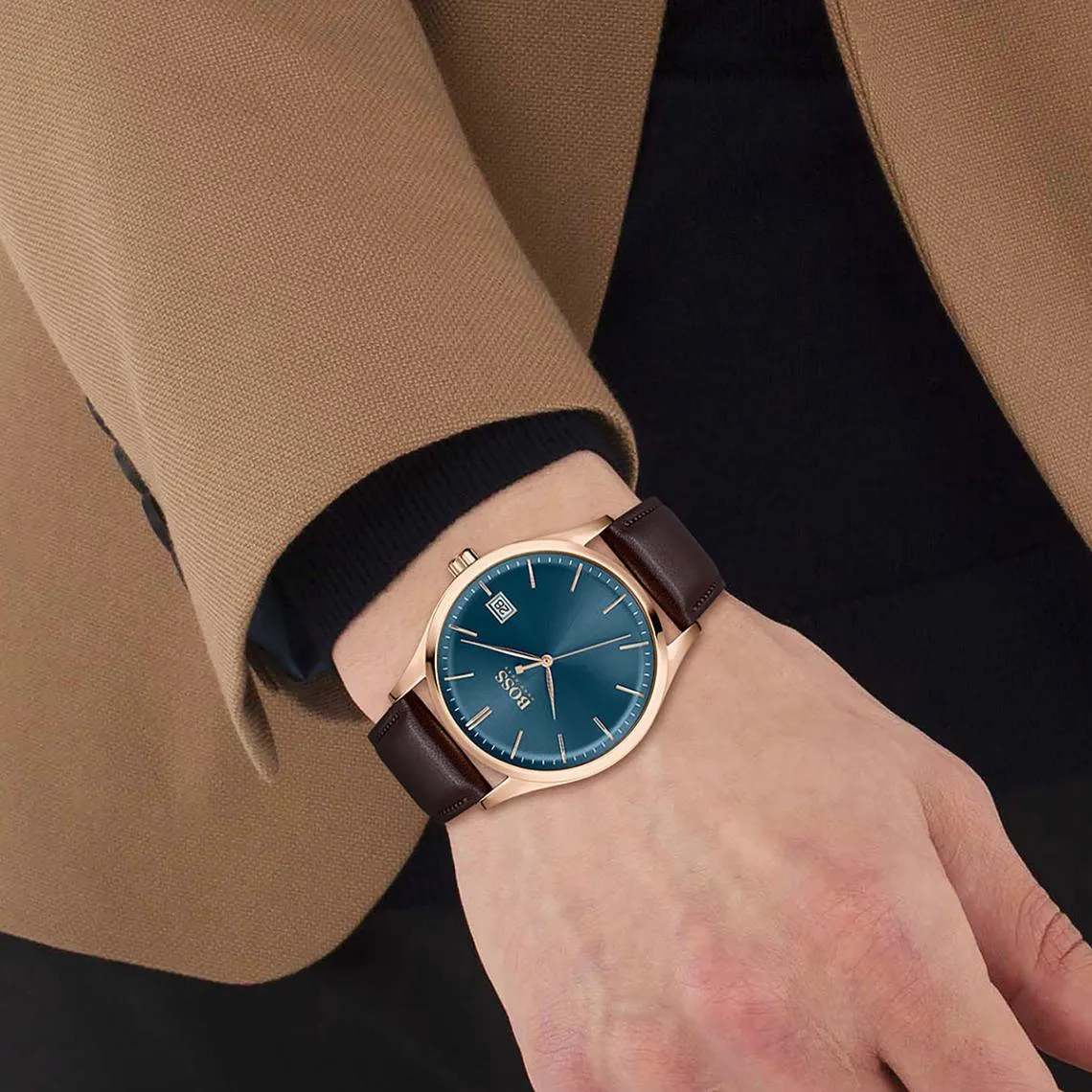 Hugo Boss 1513832 Commissioner Brown Leather Quartz Men's Watch